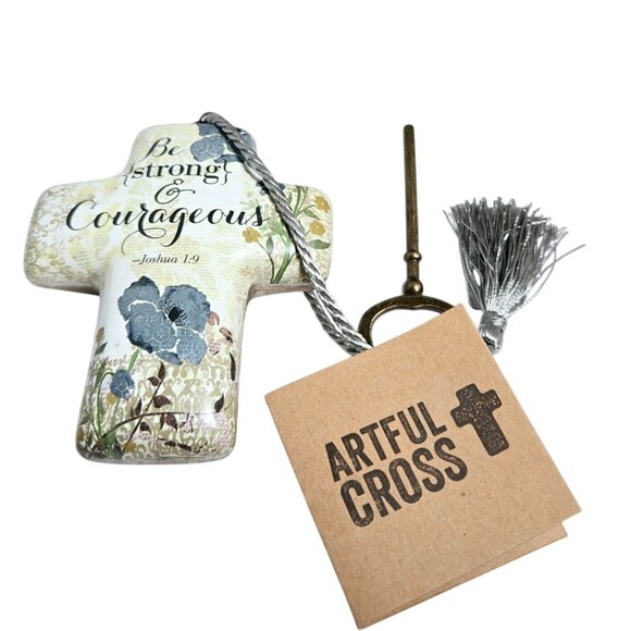 DEMDACO Artful Cross "Be Strong & Courageous" Joshua 1:9 4 Keepsake - Picture 2 of 9